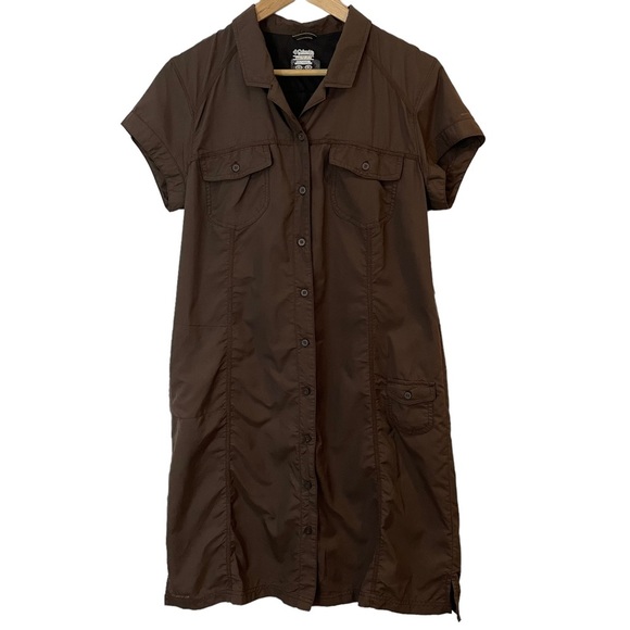 Columbia Dresses & Skirts - Columbia Button Front Athletic Dress Sz L Brown Omni-Dry Lightweight Quick-Dry